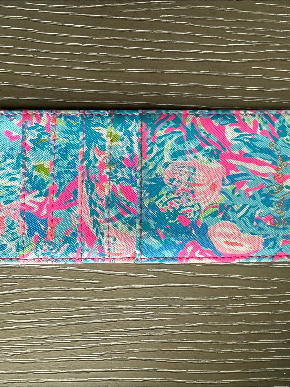 Lilly Pulitzer Tropical Floral Card & Key Holder in Pink and Blue